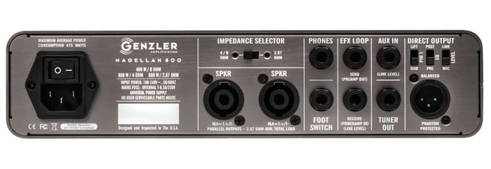 Genzler 800 Bass Amp Head back